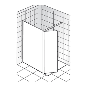 Walk in dusche mit schwenkbarem seitenteil