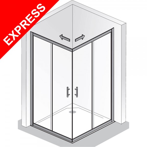 HSK Favorit Gleittür Eckeinstieg silber 80 x 80 o. 90 x 90 SpeedLine Duschkabine
