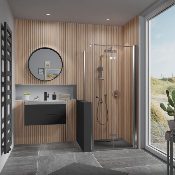 HSK Favorit Nova Drehfalttür mit verkürzter Seitenwand Duschkabine