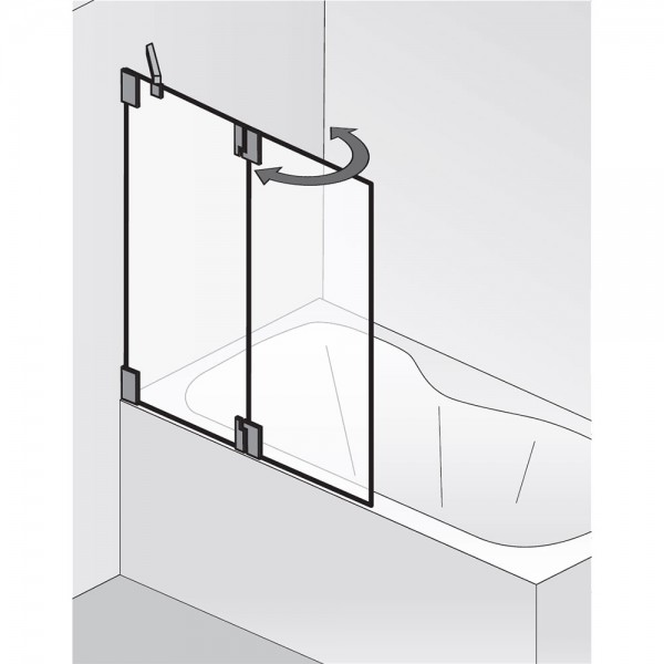 HSK Badewannenaufsatz K2 - 1 festes Nebenteil 1 bewegliches Element Duschkabine