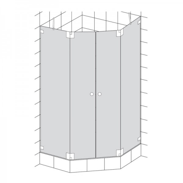 HSK Kienle Fünfeckdusche 4-teilig 2 Drehtüren + 2 Seitenteile