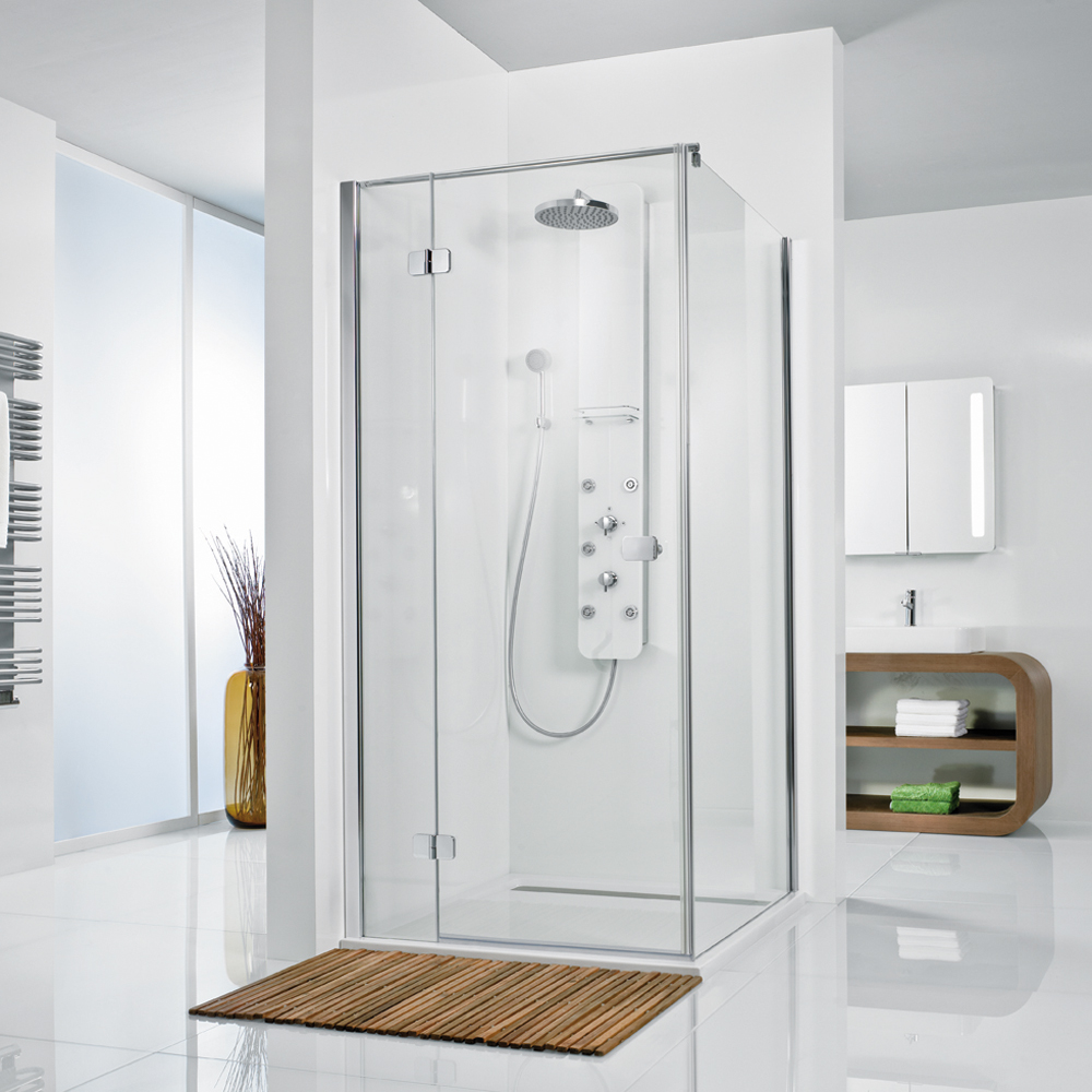 HSK Premium Softcube Eck Duschkabine aus Glas, Drehtür mit Seitenwand