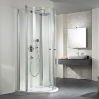HSK Exklusiv Runddusche Halbkreis Duschkabine Alu silber-matt