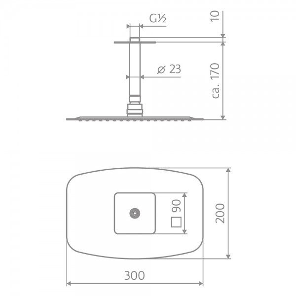 HSK Deckenarm, mit Kopfbrause Softcube